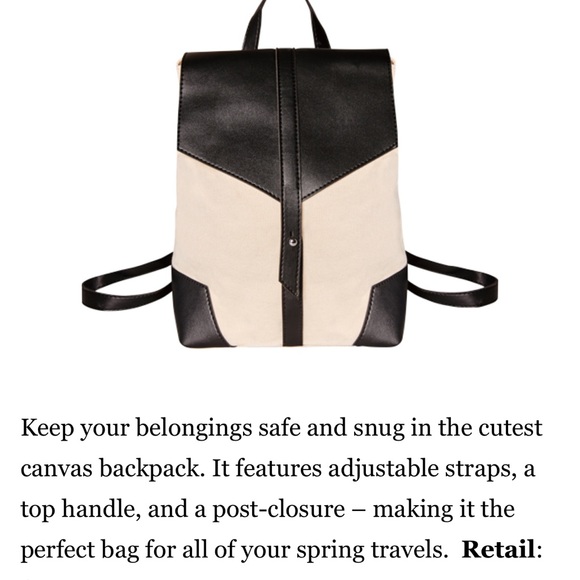 🎉HP🎉 NWOT Deux Lux cream & black Demi canvas backpack - Picture 2 of 16